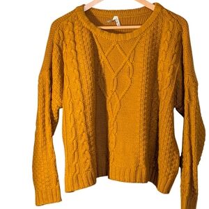 Mudd Cable Knit Mustard Sweater Women's XL Cabincore Classic Casual Preppy